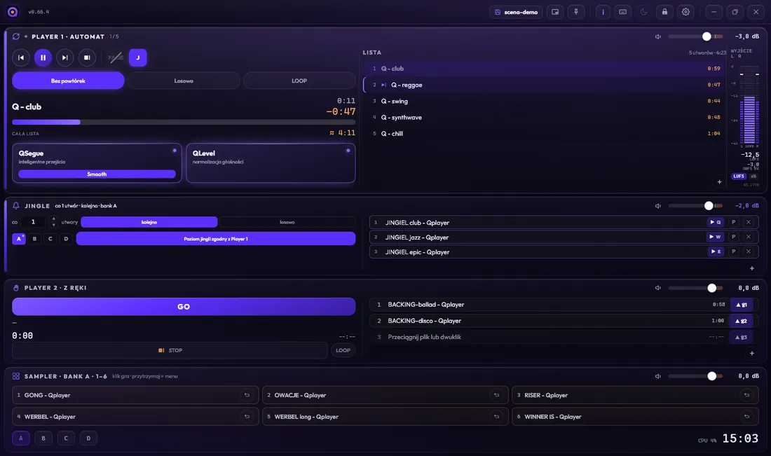 Qplayer — układ pionowy 1×4